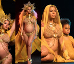 Ciężarna Beyonce w złotym bikini i z aureolą (ZDJĘCIA)